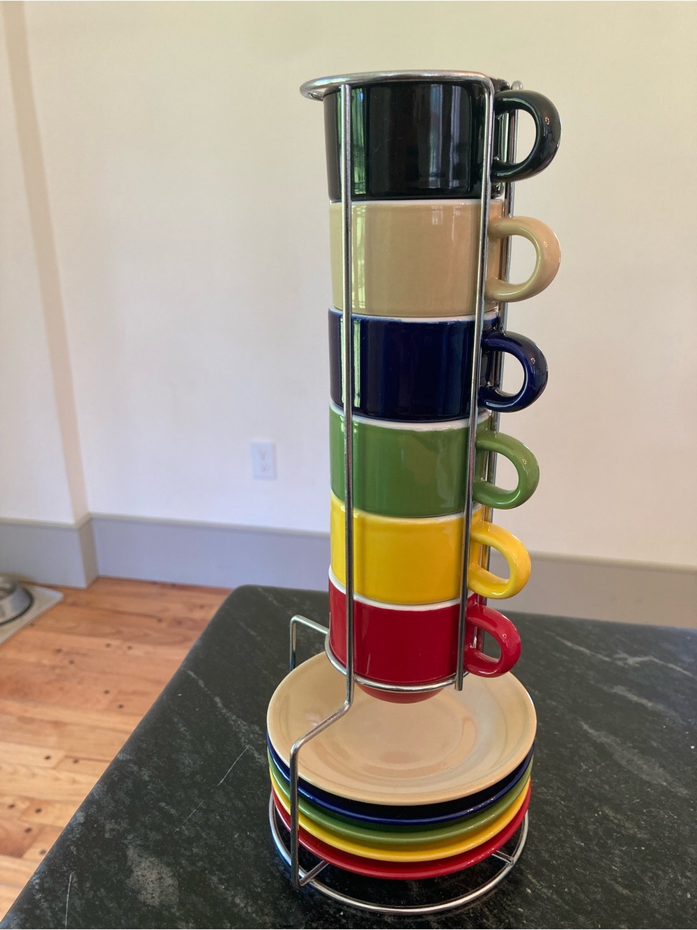 Gibson Sensations Stackable Espresso Cup Saucer Set Standing Organizer Missing 1